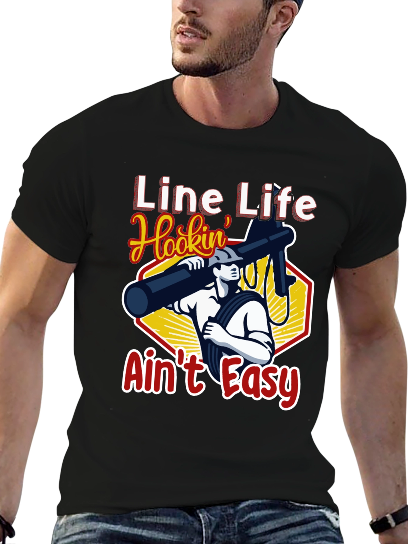 Line Life Hookin Aint Easy Black T-Shirt
