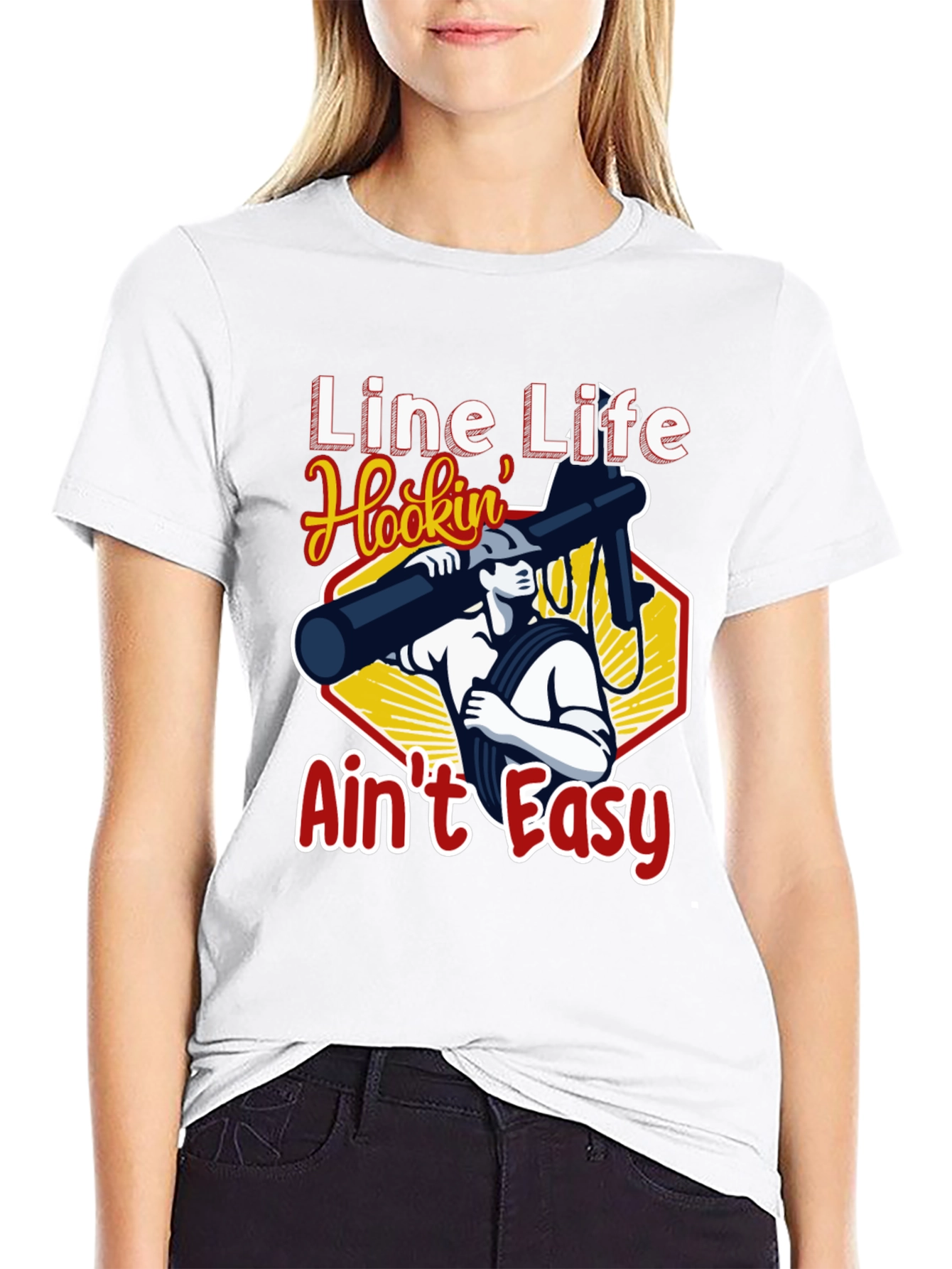 Line Life Hookin Aint Easy Black T-Shirt