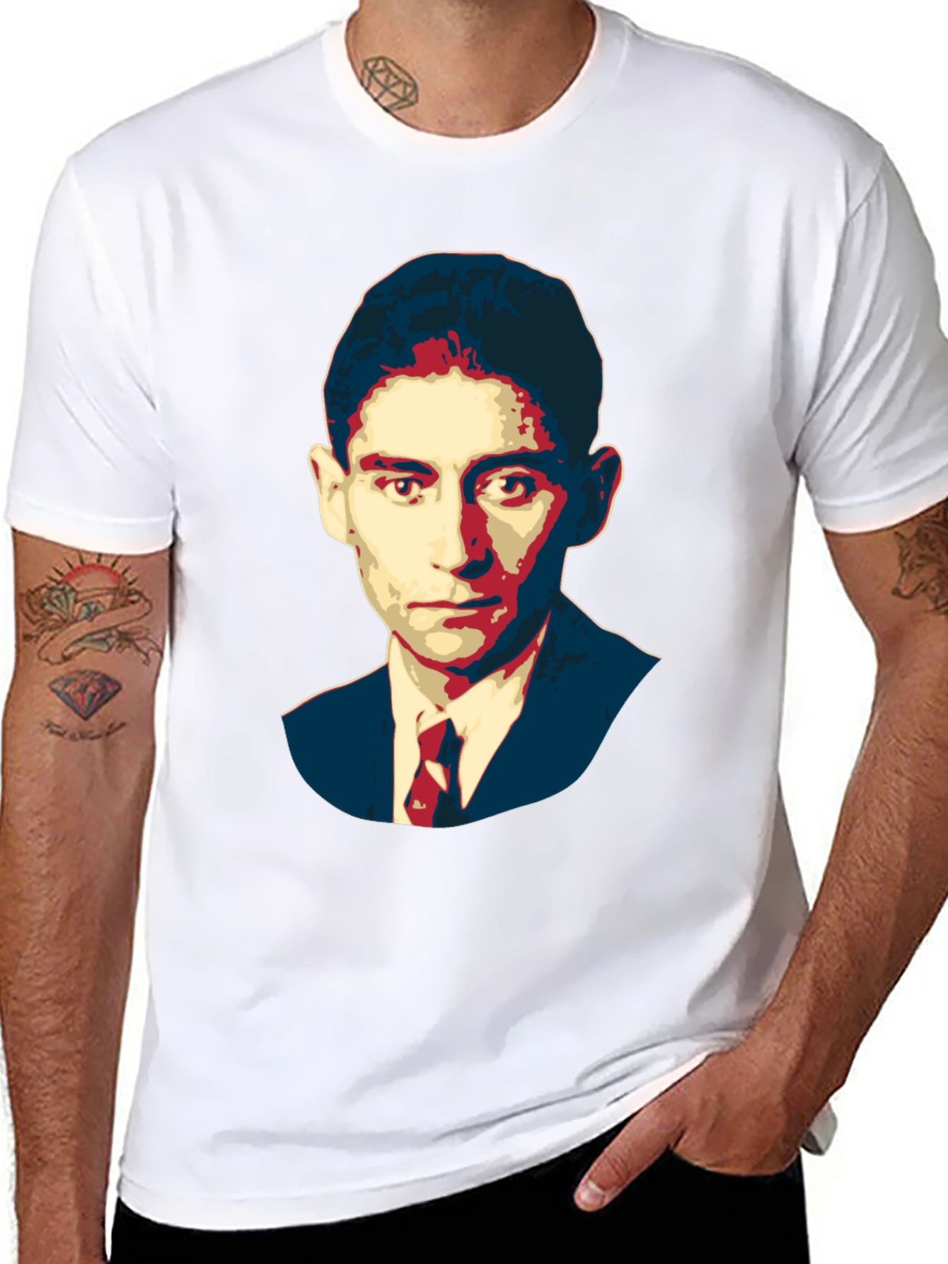 Kafka Portrait Black T-Shirt - Literary Graphic Tee