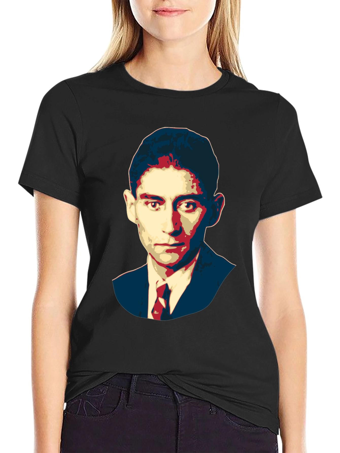Kafka Portrait Black T-Shirt - Literary Graphic Tee