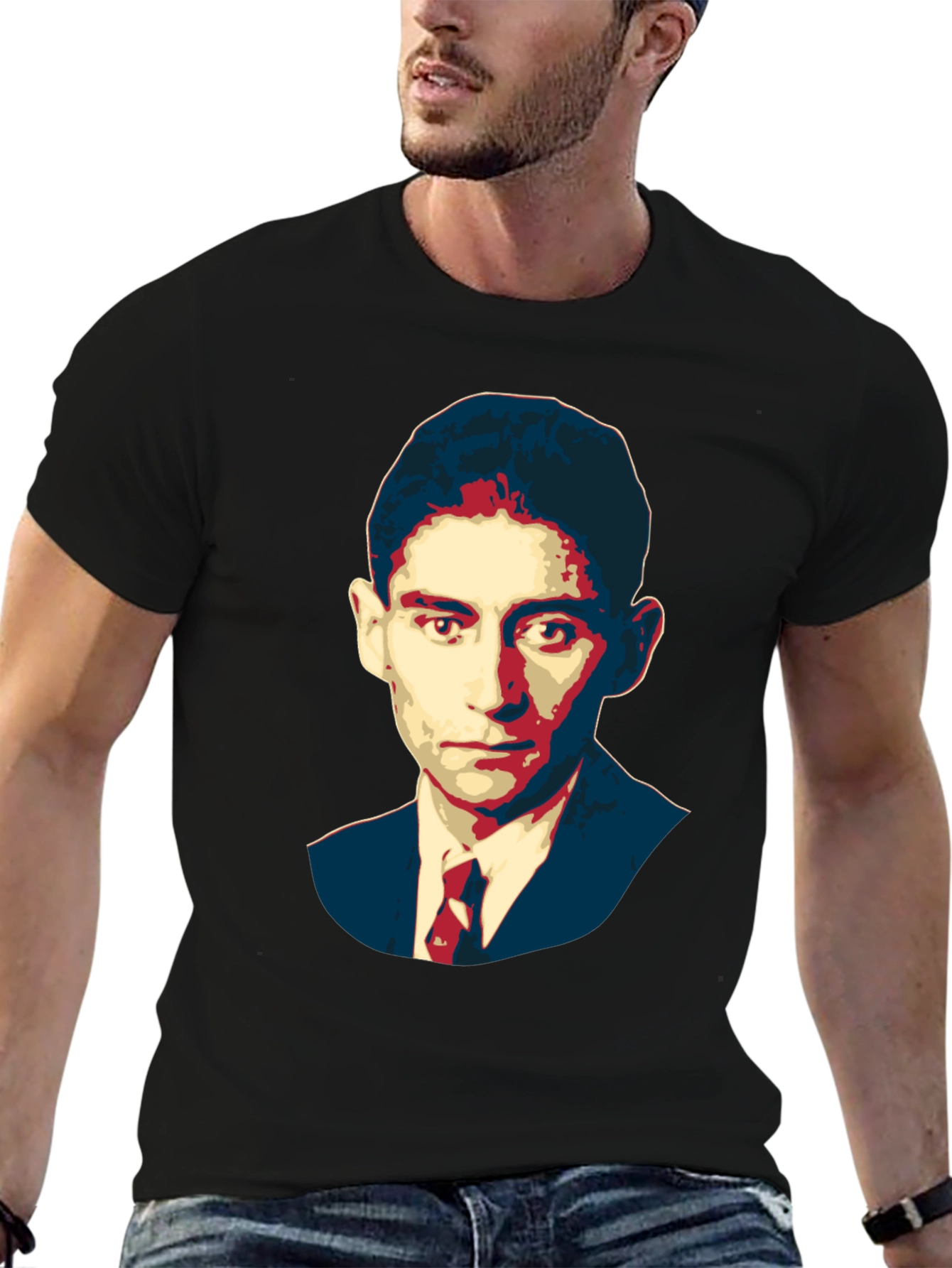 Kafka Portrait Black T-Shirt - Literary Graphic Tee
