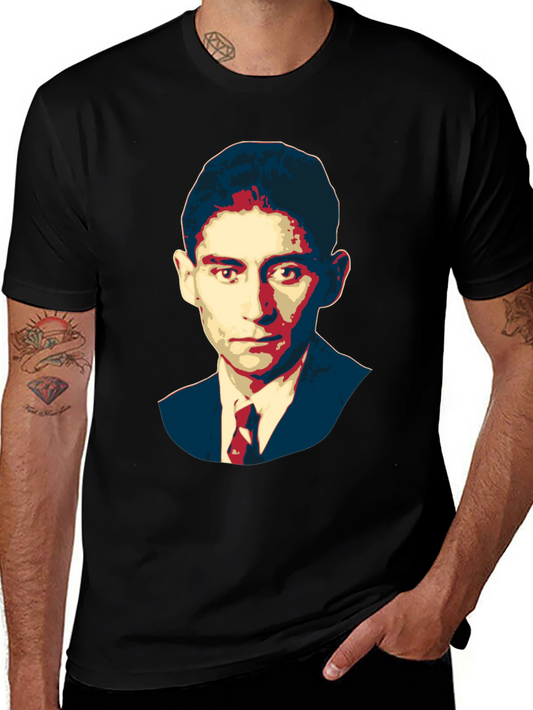 Kafka Portrait Black T-Shirt - Literary Graphic Tee
