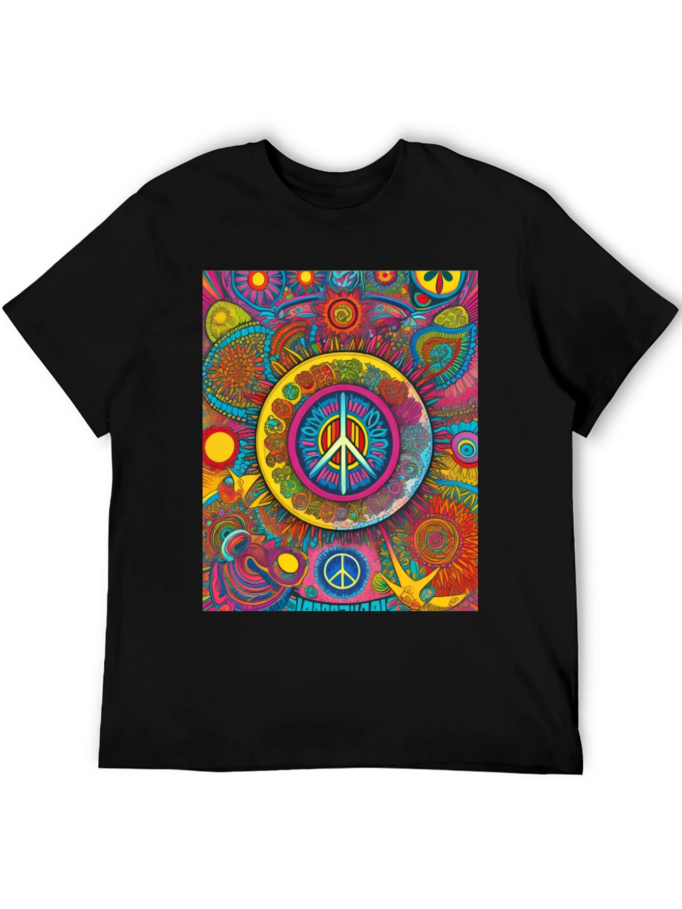 Psychedelic Peace Sign Graphic Tee - Vibrant Design