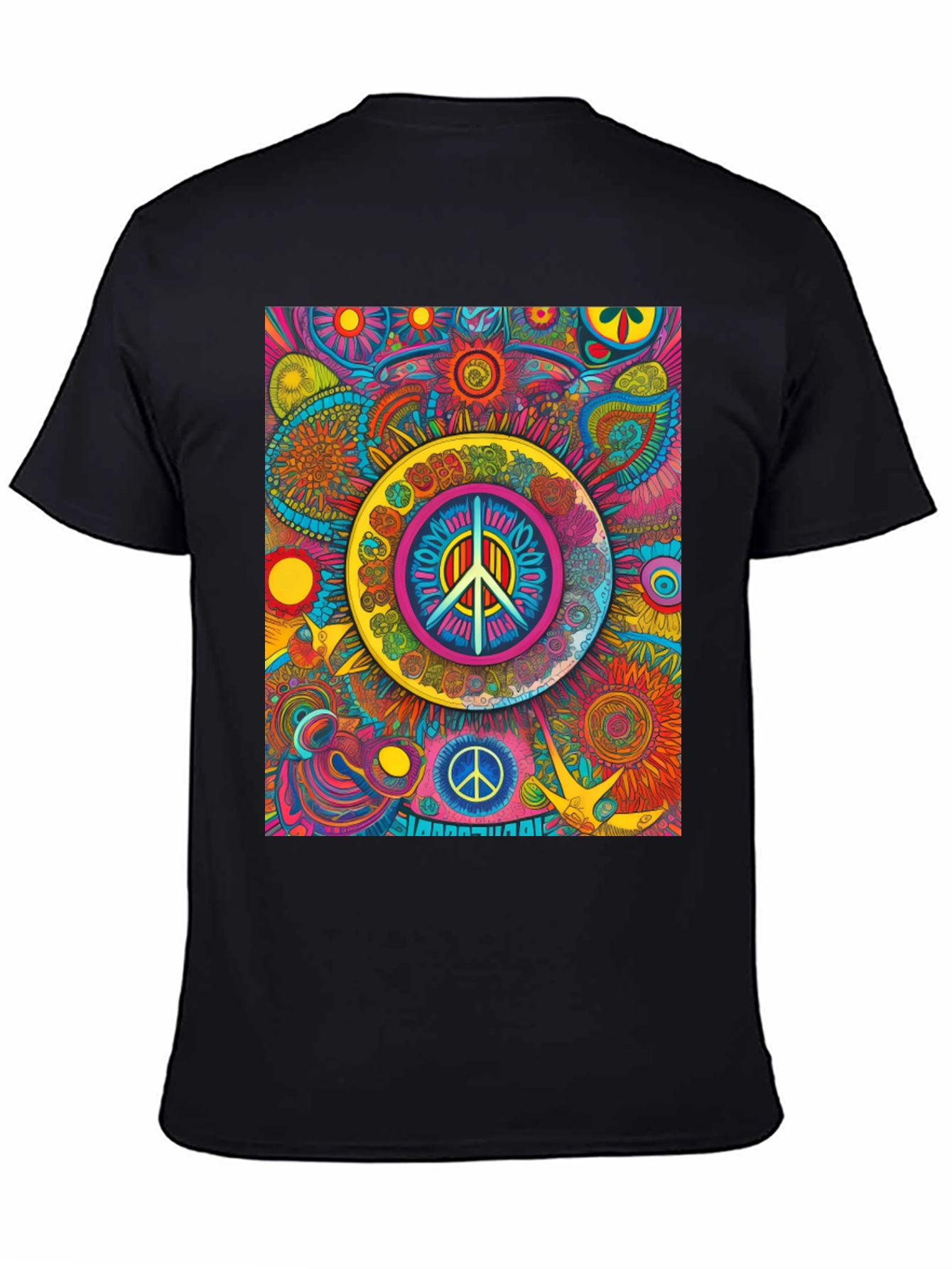Psychedelic Peace Sign Graphic Tee - Vibrant Design