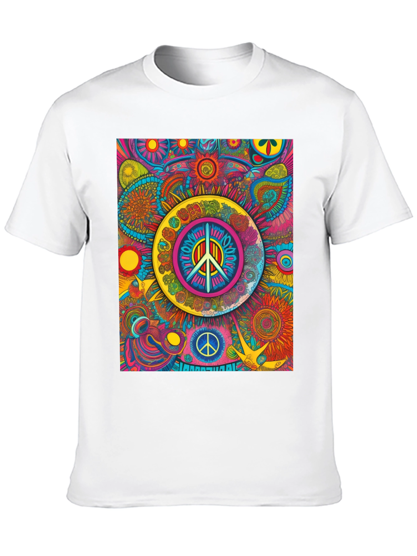 Psychedelic Peace Sign Graphic Tee - Vibrant Design