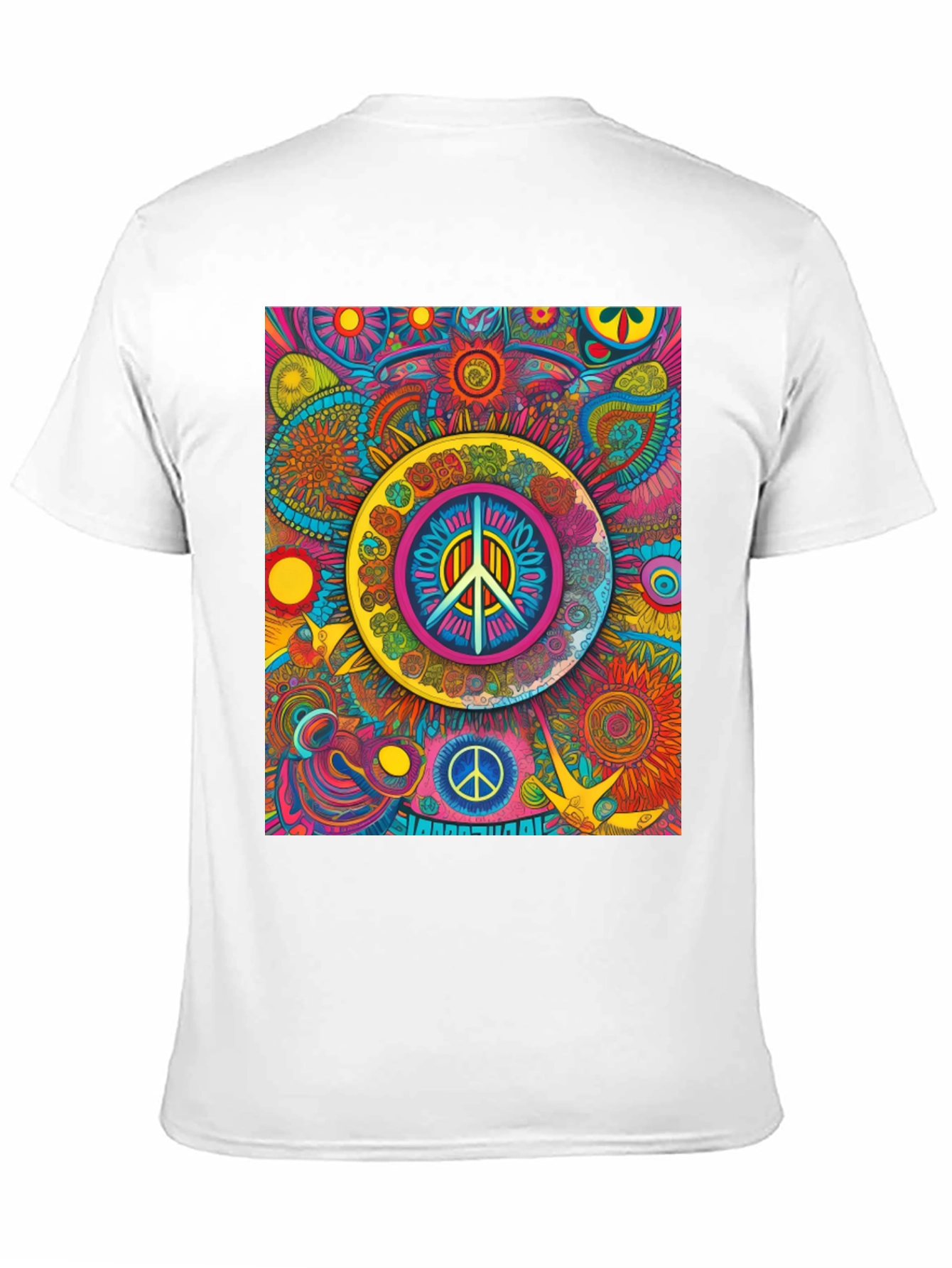 Psychedelic Peace Sign Graphic Tee - Vibrant Design