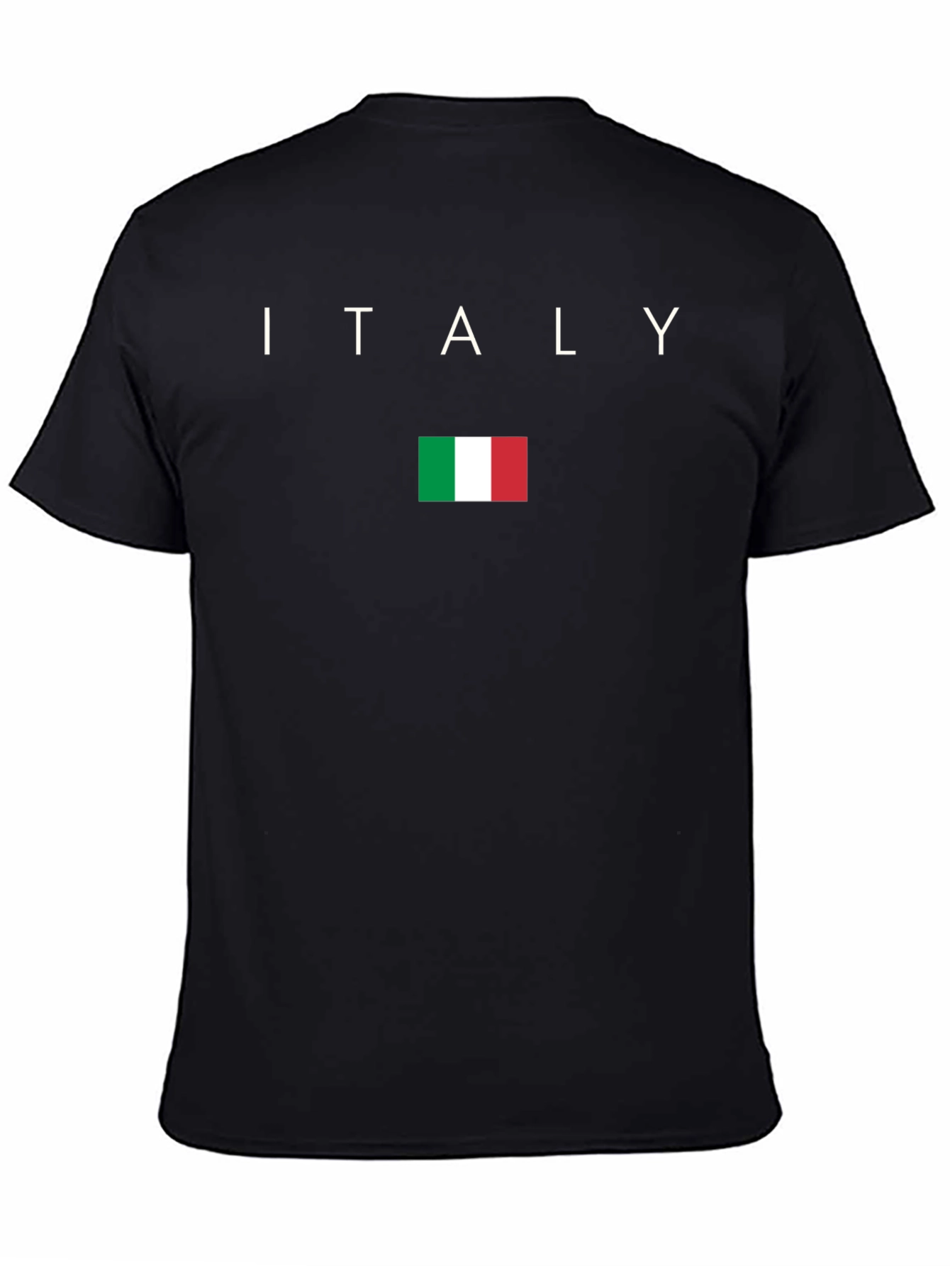 Italy Flag Graphic Tee - Black Cotton T-Shirt