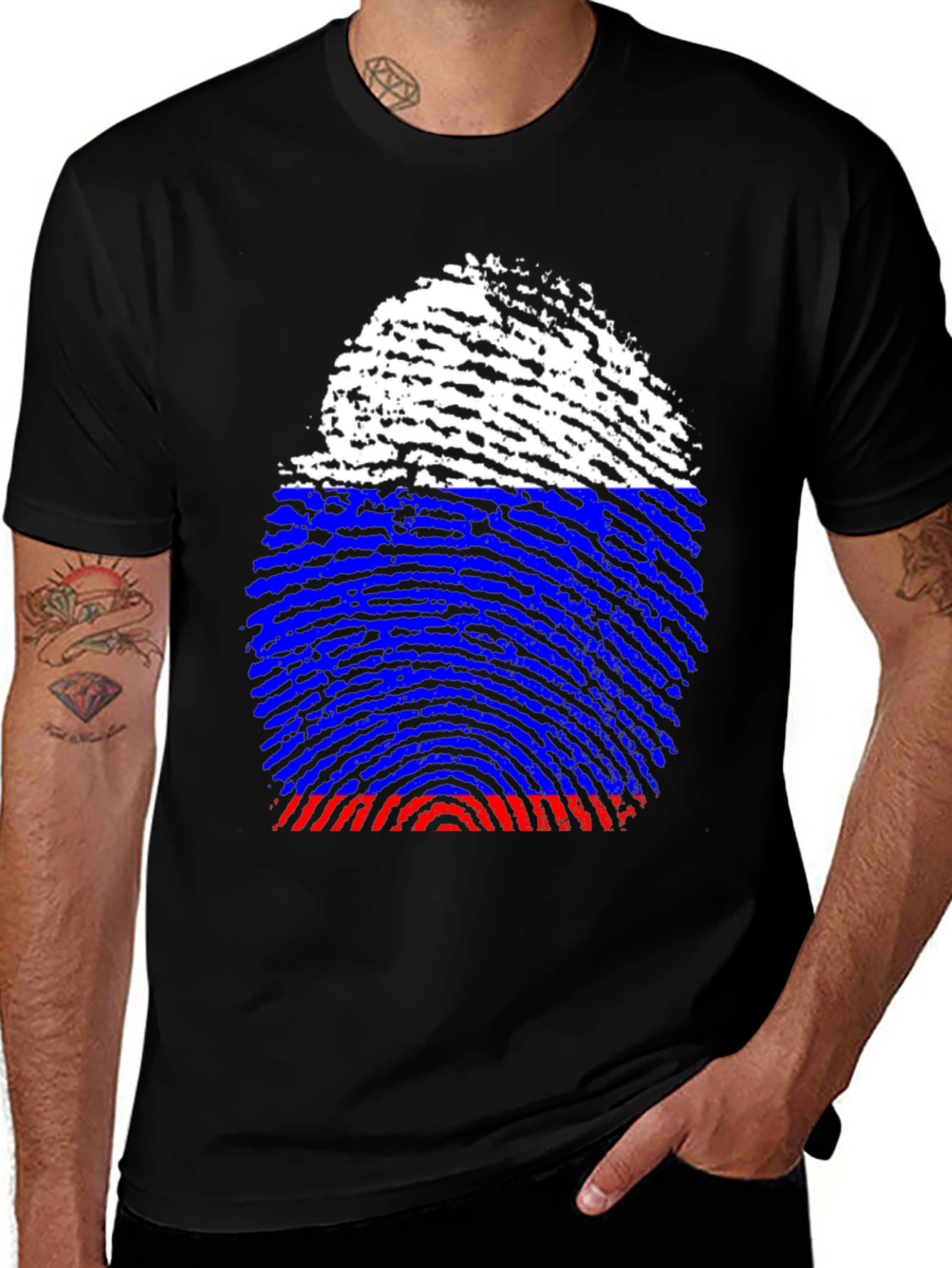 Russia Flag Fingerprint T-Shirt