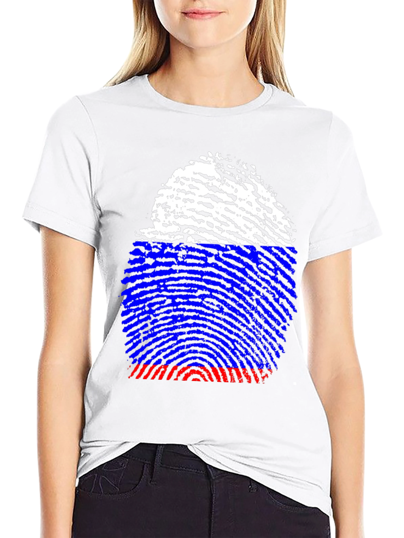 Russia Flag Fingerprint T-Shirt