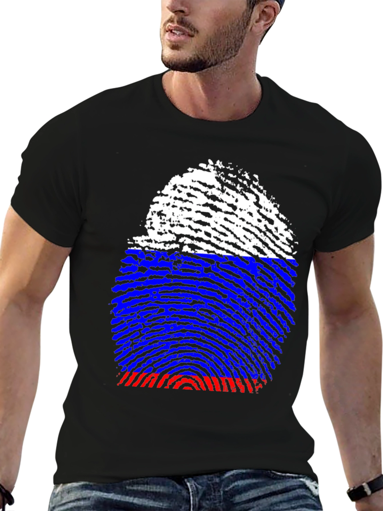 Russia Flag Fingerprint T-Shirt