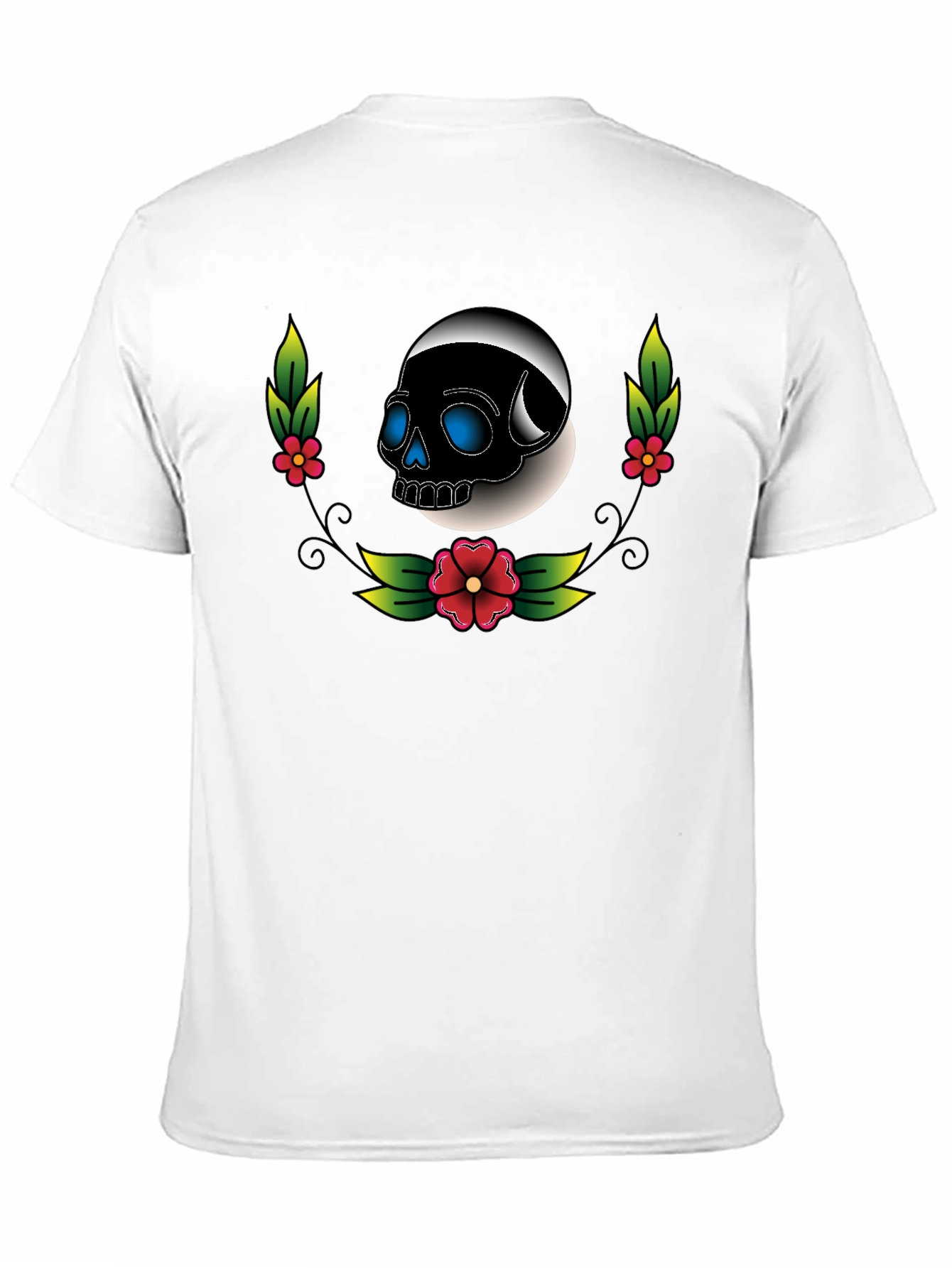 Skull Floral Graphic Tee - Unisex Black T-Shirt