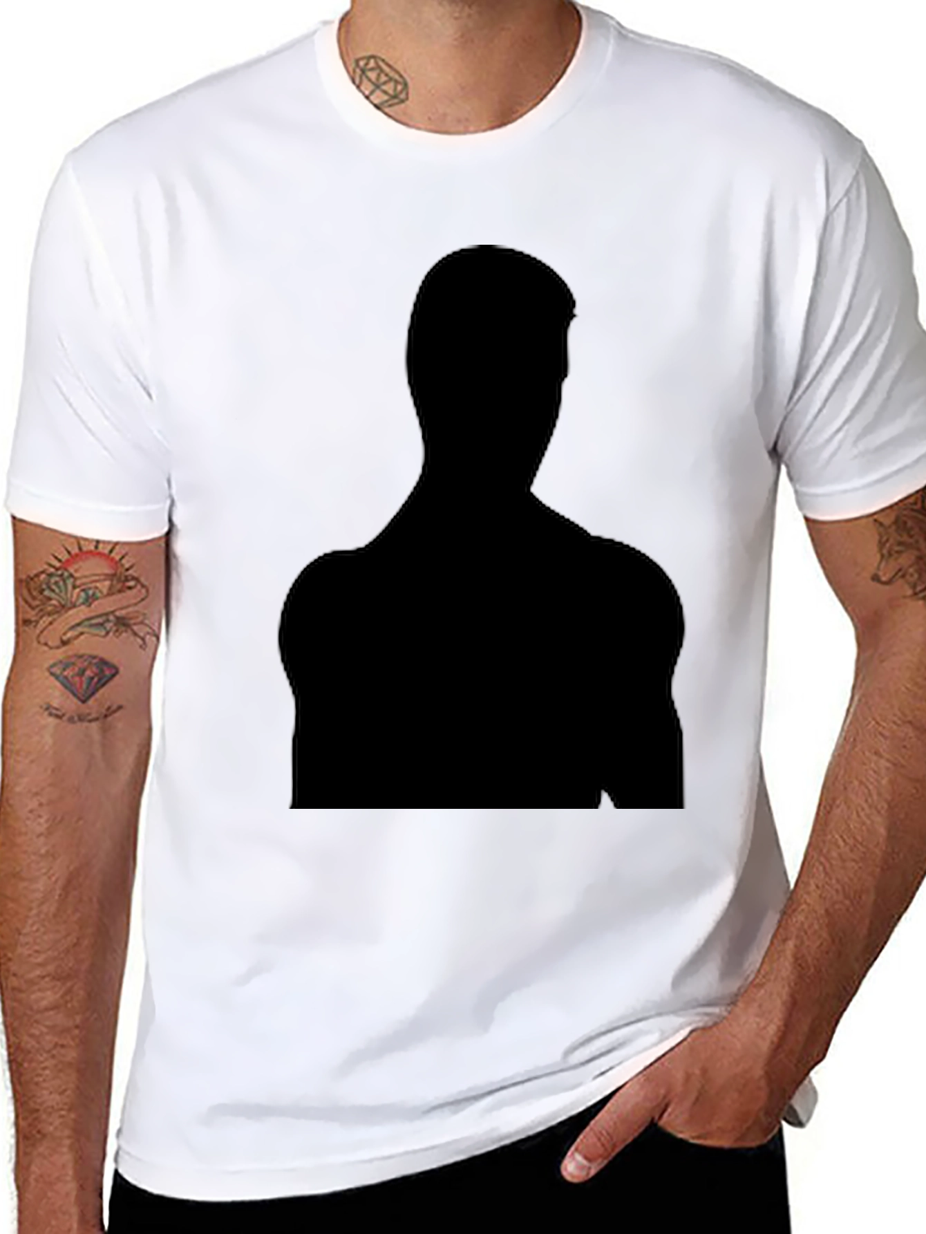 Black Silhouette Graphic Tee - Mens Casual T-Shirt