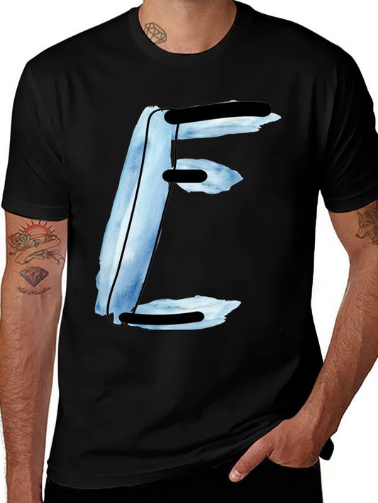 Abstract E Letter Black T-Shirt