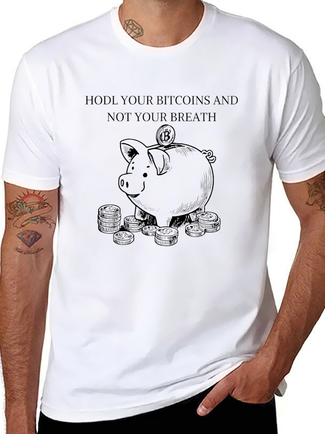 HODL Bitcoin T-Shirt - Piggy Bank Crypto Tee