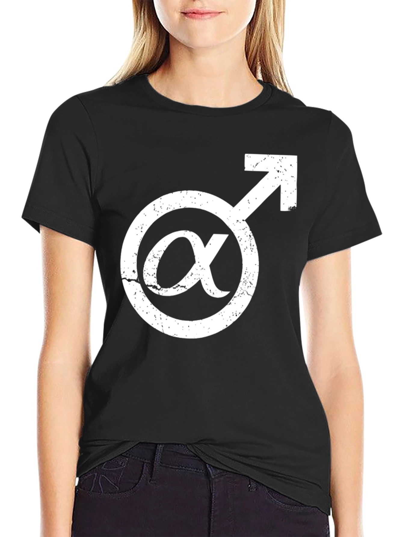 Alpha Male Symbol Graphic Tee - Black Cotton Shirt