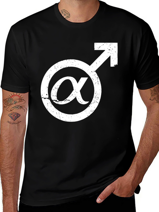 Alpha Male Symbol Graphic Tee - Black Cotton Shirt