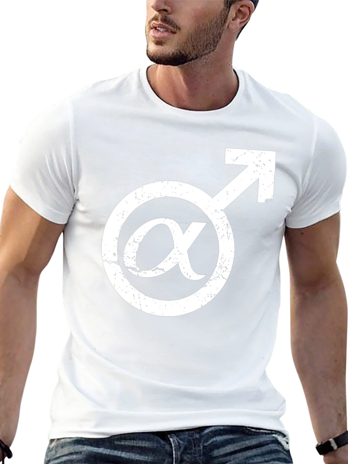 Alpha Male Symbol Graphic Tee - Black Cotton Shirt