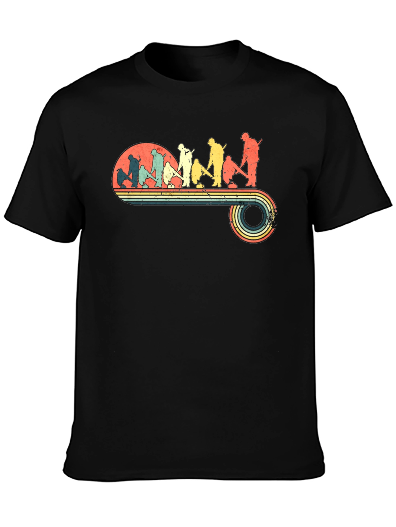 Retro Curling Evolution Graphic T-Shirt