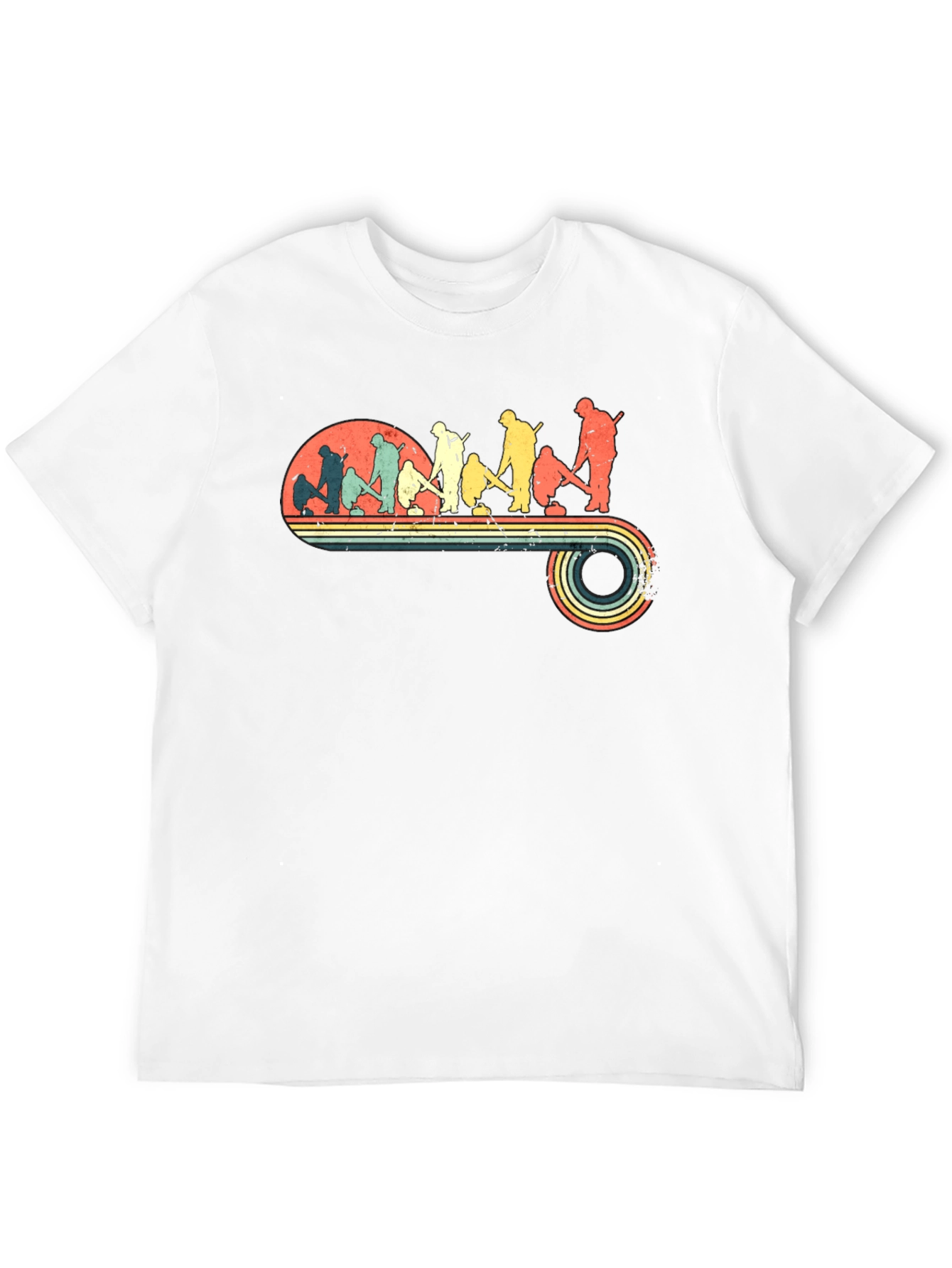 Retro Curling Evolution Graphic T-Shirt