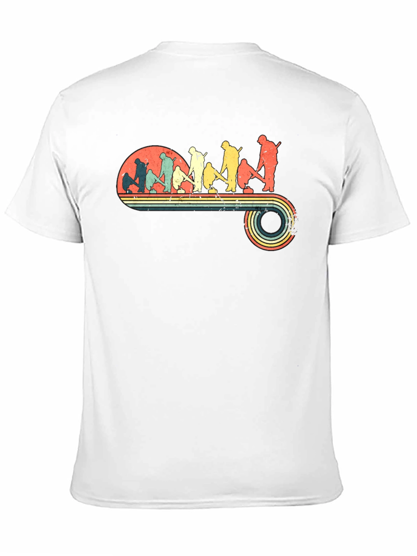 Retro Curling Evolution Graphic T-Shirt