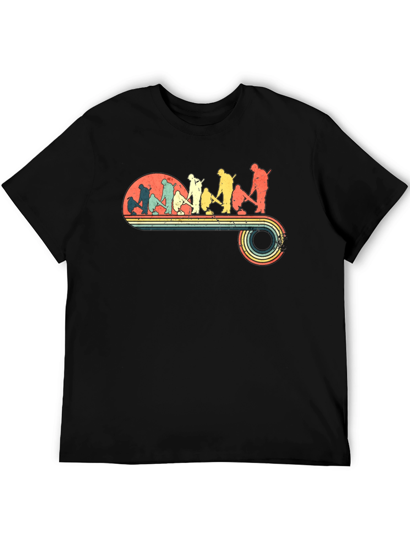 Retro Curling Evolution Graphic T-Shirt