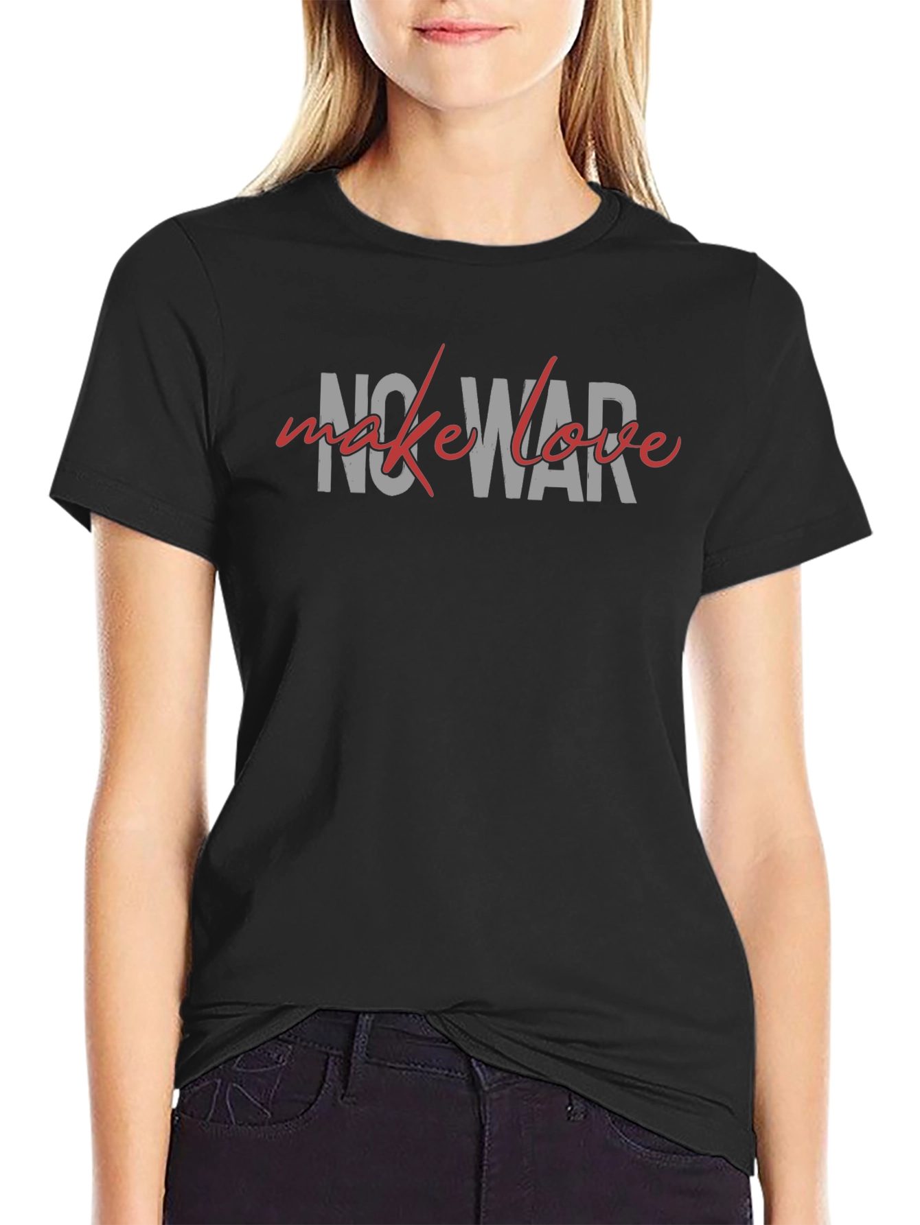 No War Make Love Graphic Tee - Black