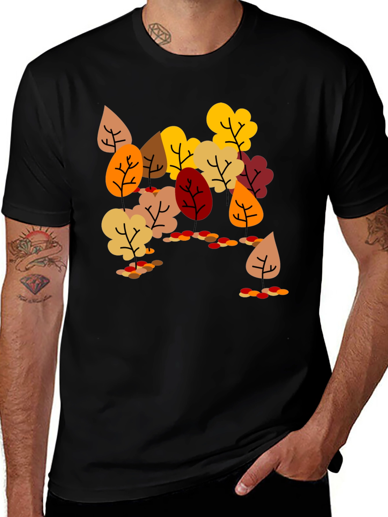Autumn Leaves Graphic Tee - Nature Inspired Style