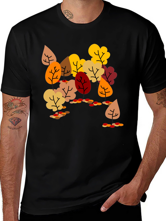 Autumn Leaves Graphic Tee - Nature Inspired Style