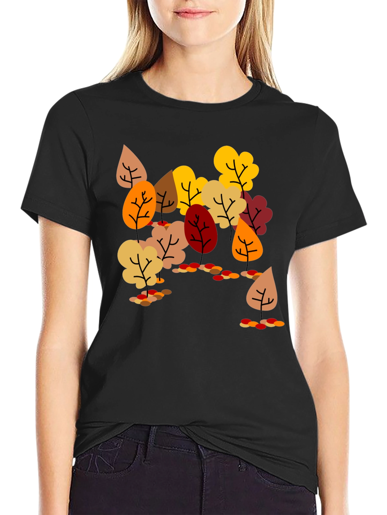 Autumn Leaves Graphic Tee - Nature Inspired Style