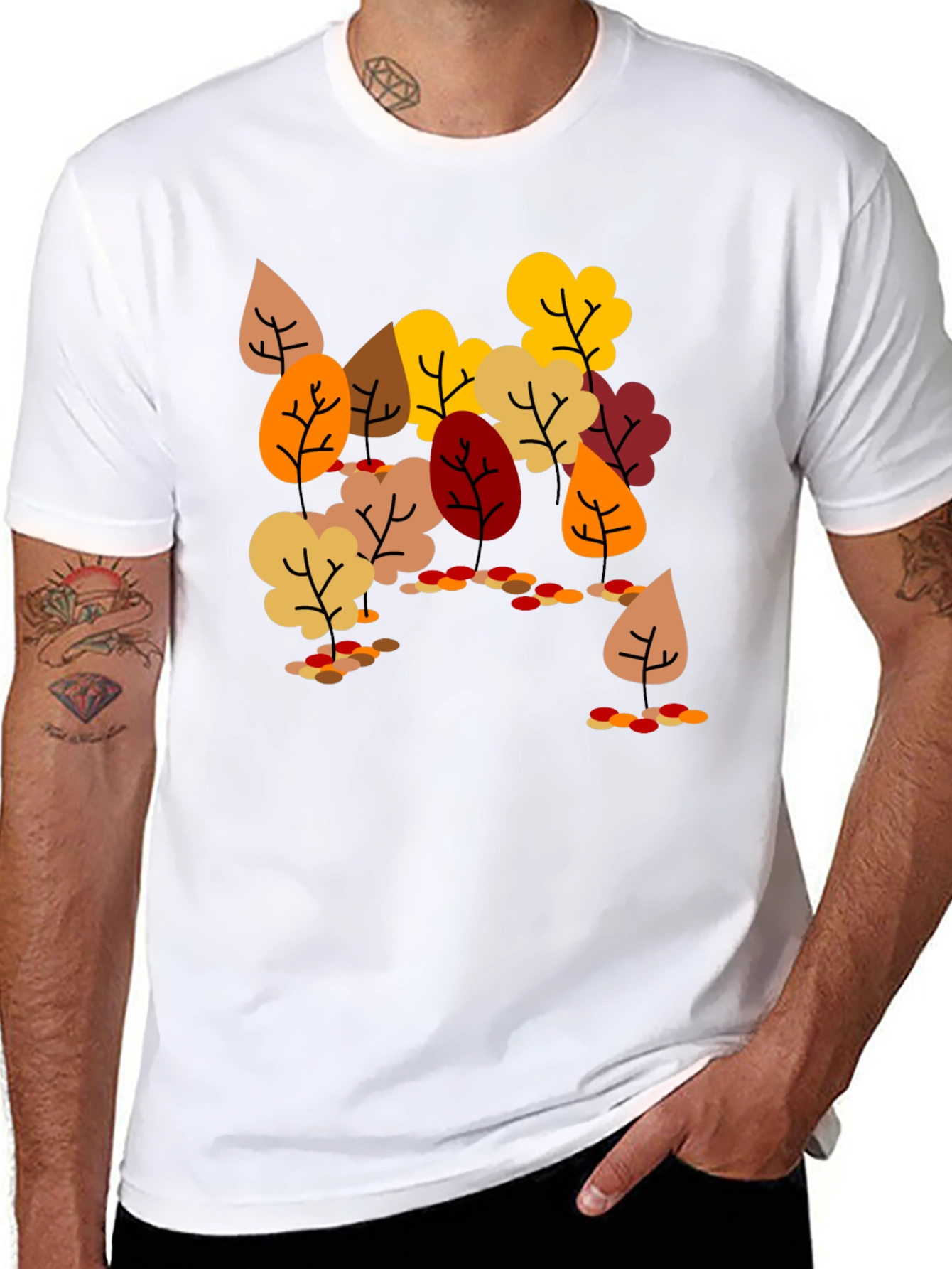 Autumn Leaves Graphic Tee - Nature Inspired Style