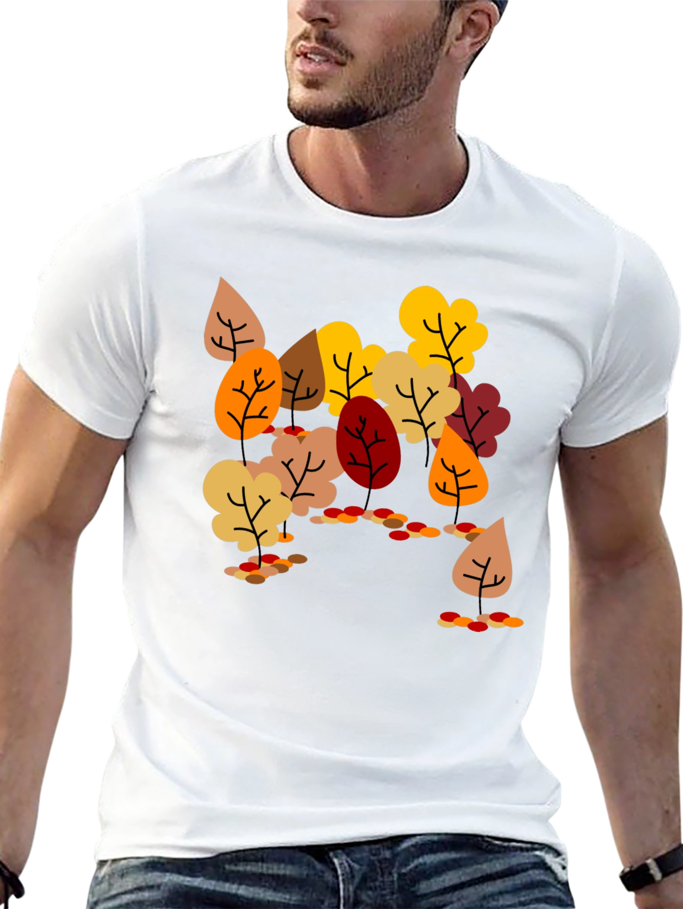Autumn Leaves Graphic Tee - Nature Inspired Style