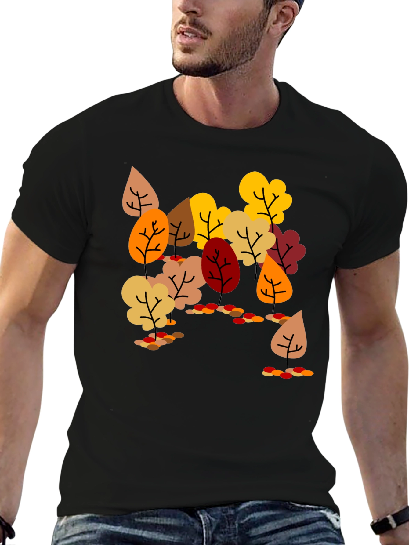 Autumn Leaves Graphic Tee - Nature Inspired Style