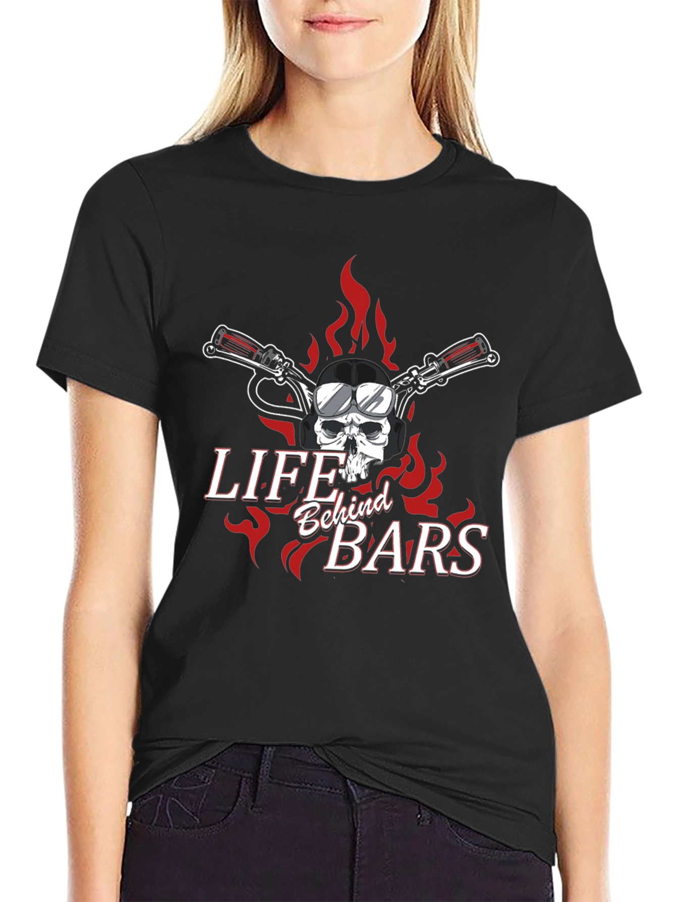 Life Behind Bars Skull Motorcycle T-Shirt
