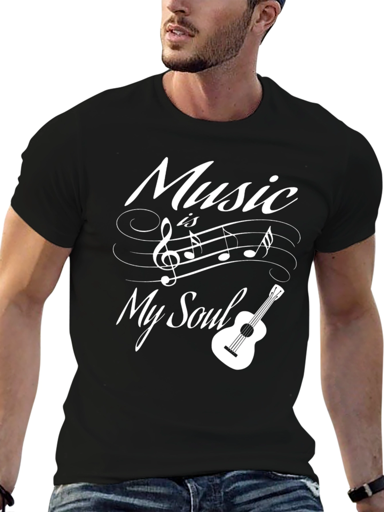 Music is My Soul Black Graphic T-Shirt