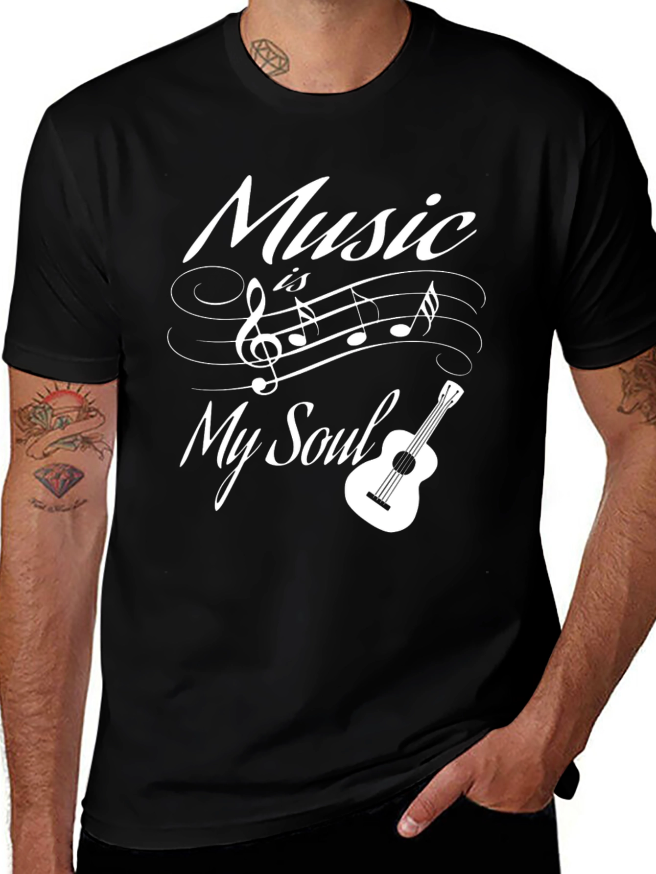 Music is My Soul Black Graphic T-Shirt