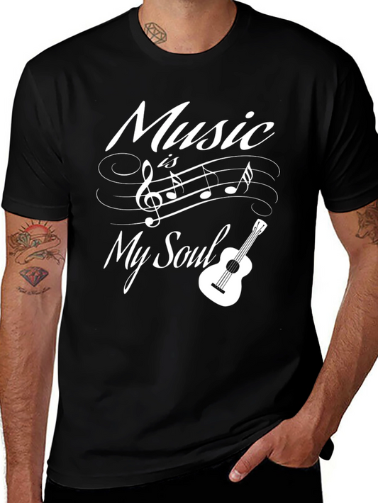 Music is My Soul Black Graphic T-Shirt
