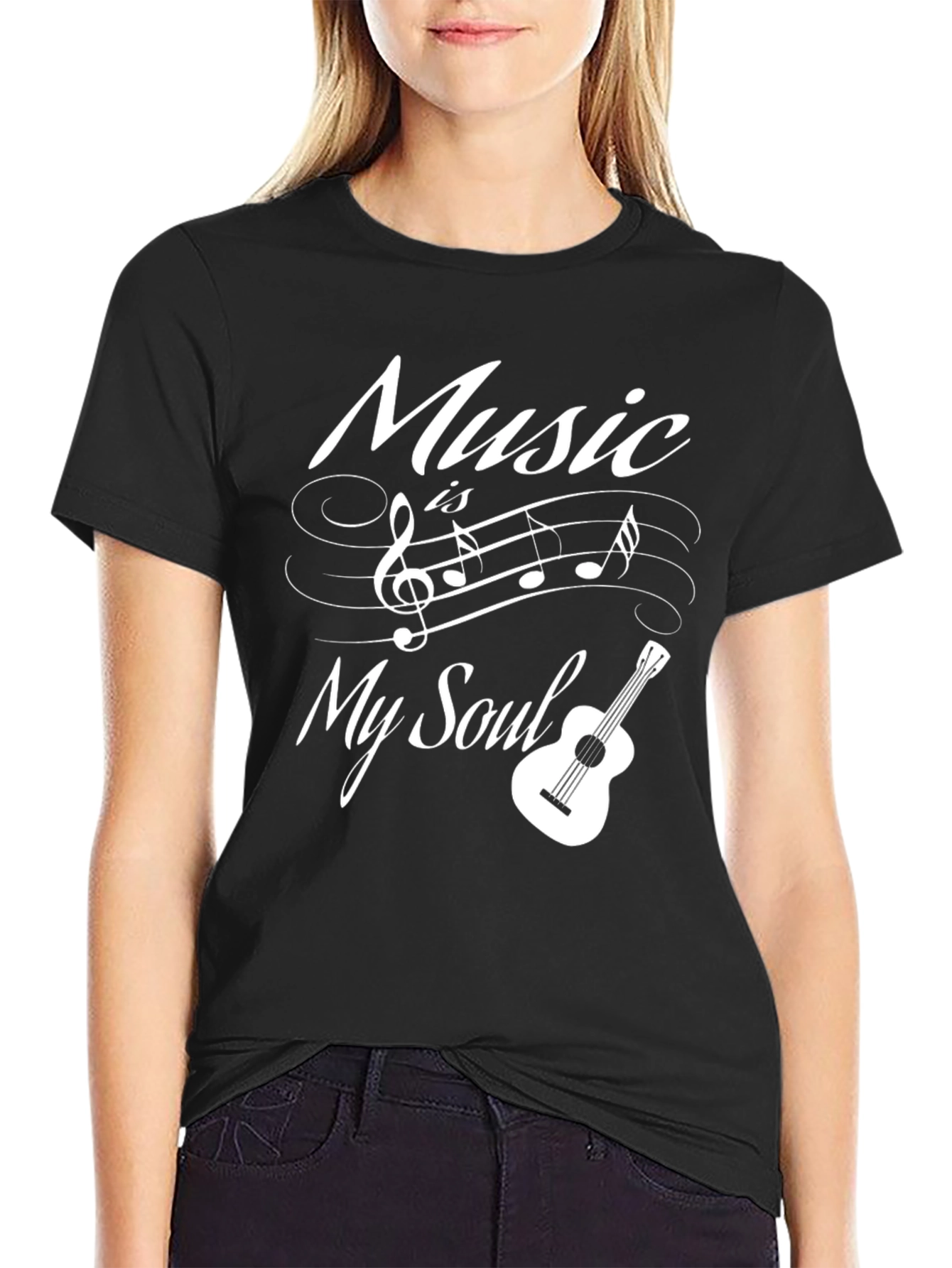 Music is My Soul Black Graphic T-Shirt