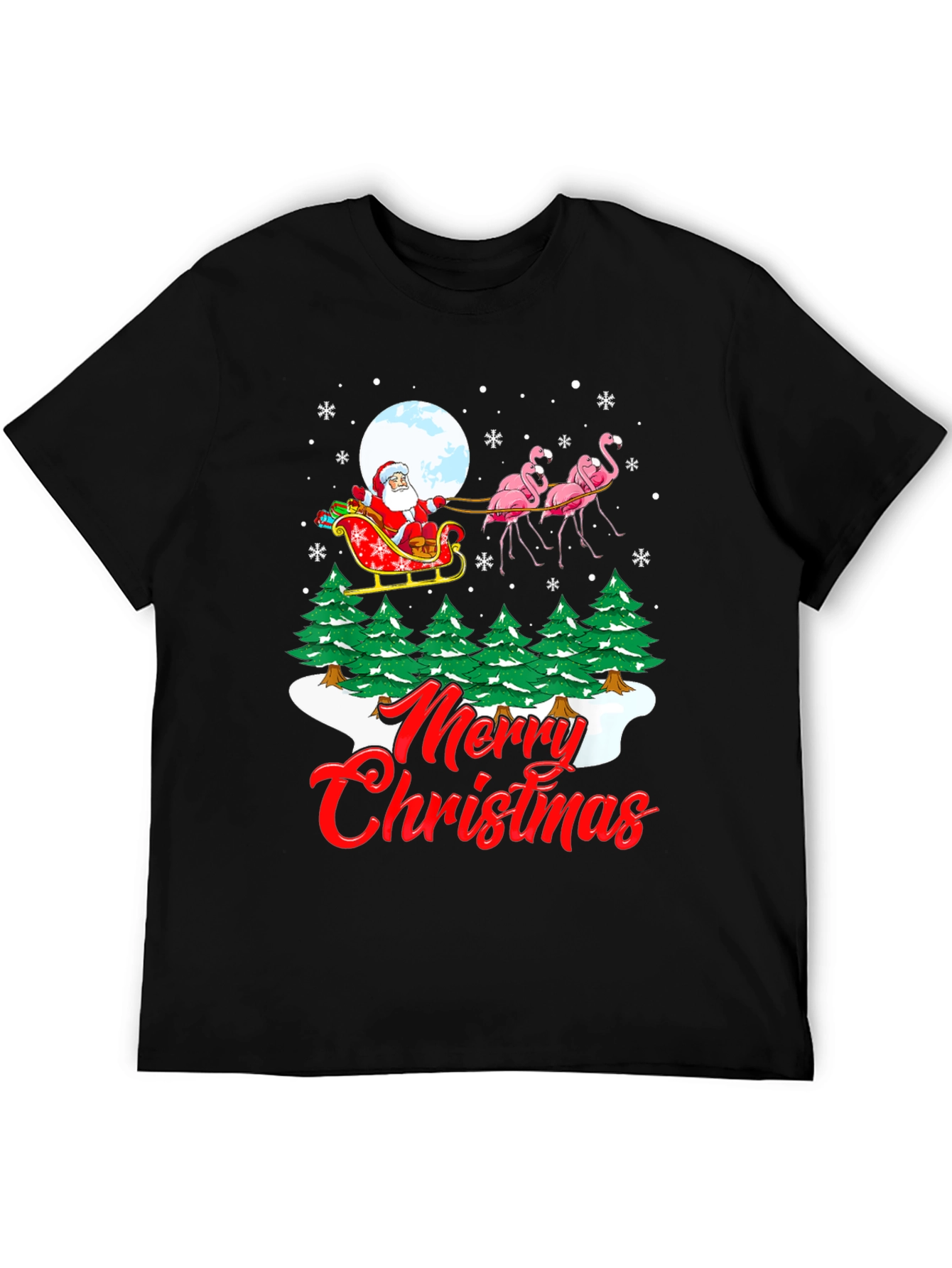 Festive Flamingo Santa Christmas T-Shirt