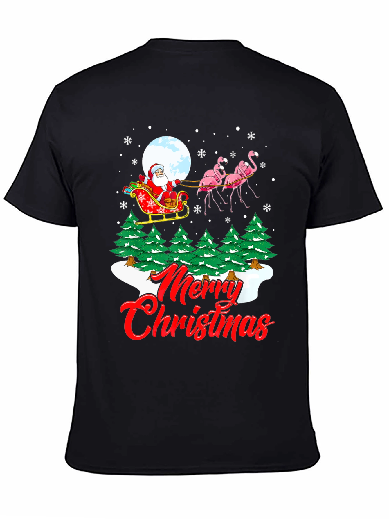 Festive Flamingo Santa Christmas T-Shirt