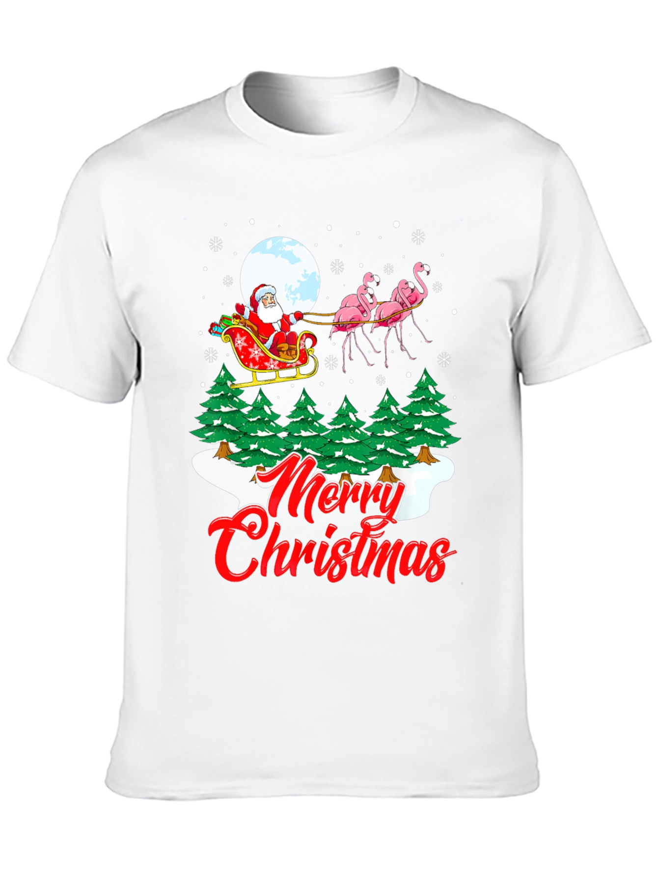 Festive Flamingo Santa Christmas T-Shirt