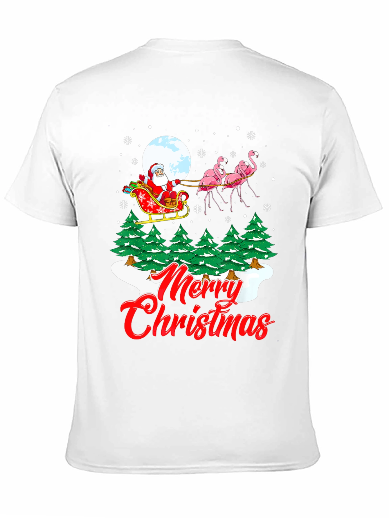 Festive Flamingo Santa Christmas T-Shirt