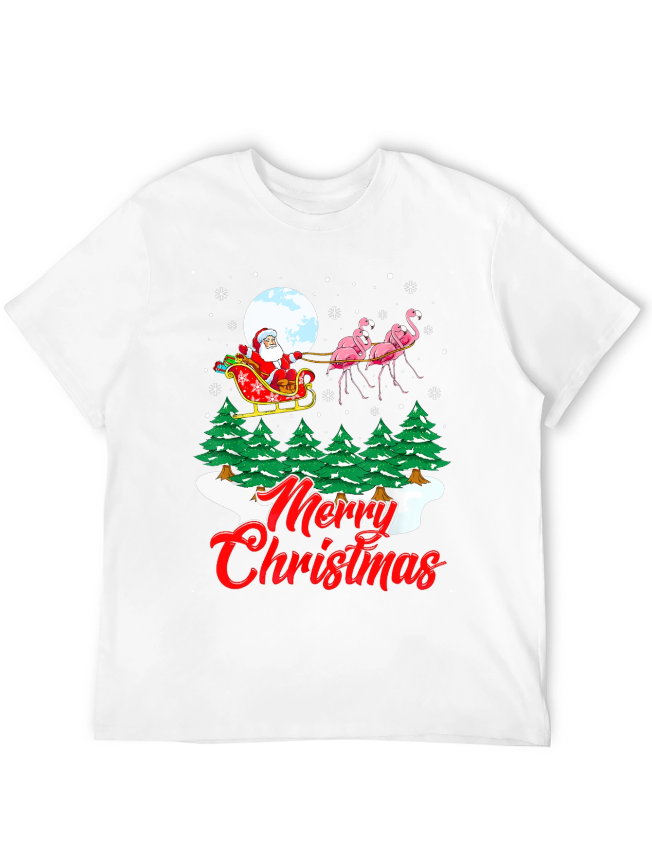 Festive Flamingo Santa Christmas T-Shirt
