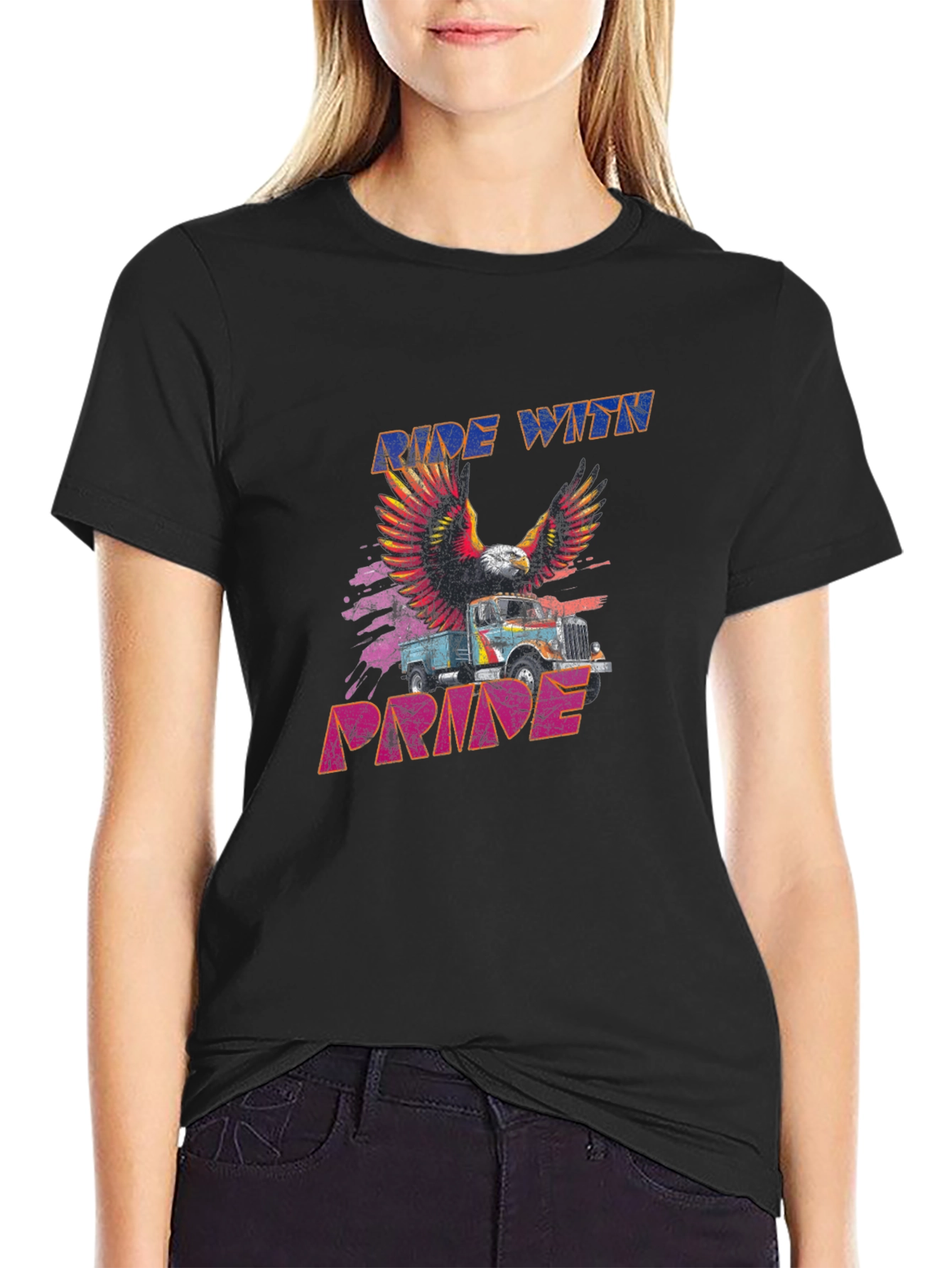 Ride with Pride Graphic Tee - Eagle Truck Design