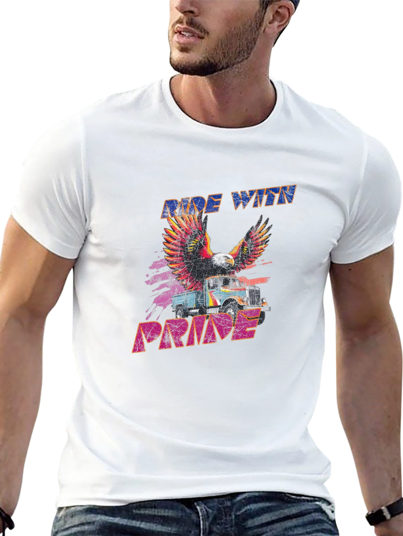 Ride with Pride Graphic Tee - Eagle Truck Design