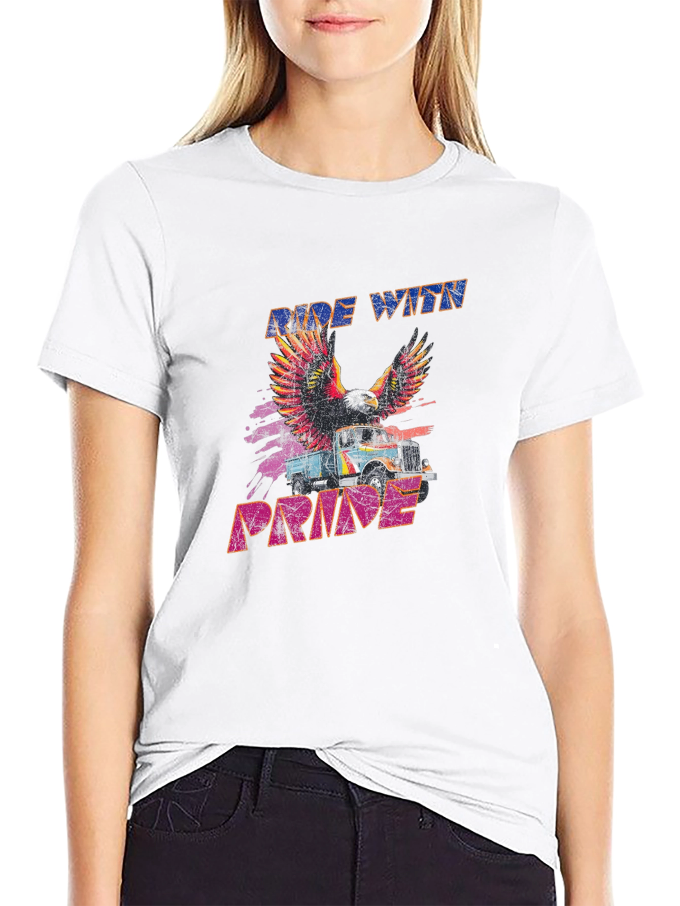 Ride with Pride Graphic Tee - Eagle Truck Design