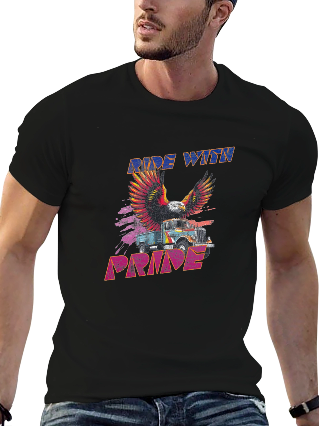 Ride with Pride Graphic Tee - Eagle Truck Design