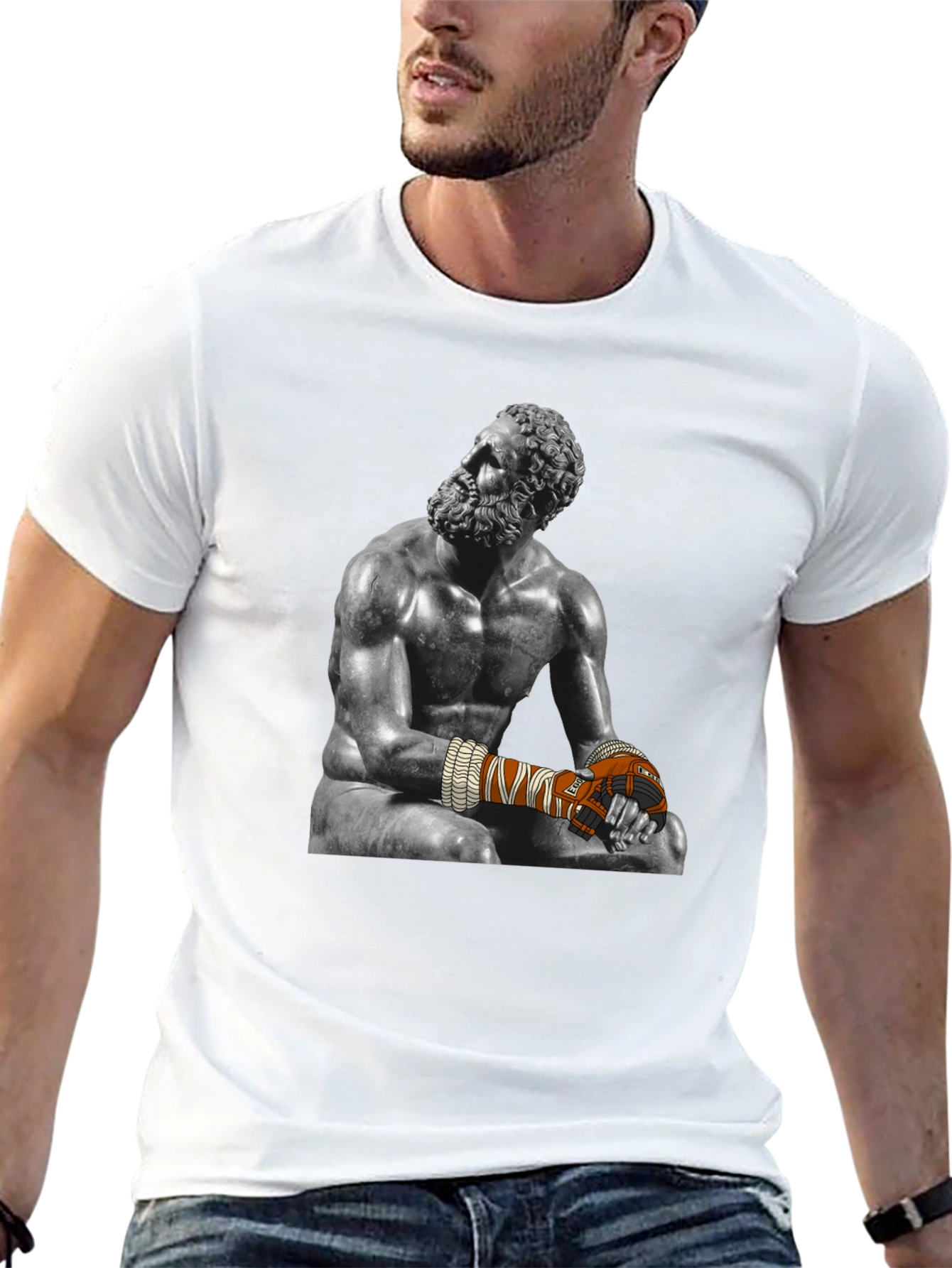The Boxer Sculpture Graphic Tee - Black Cotton Blend