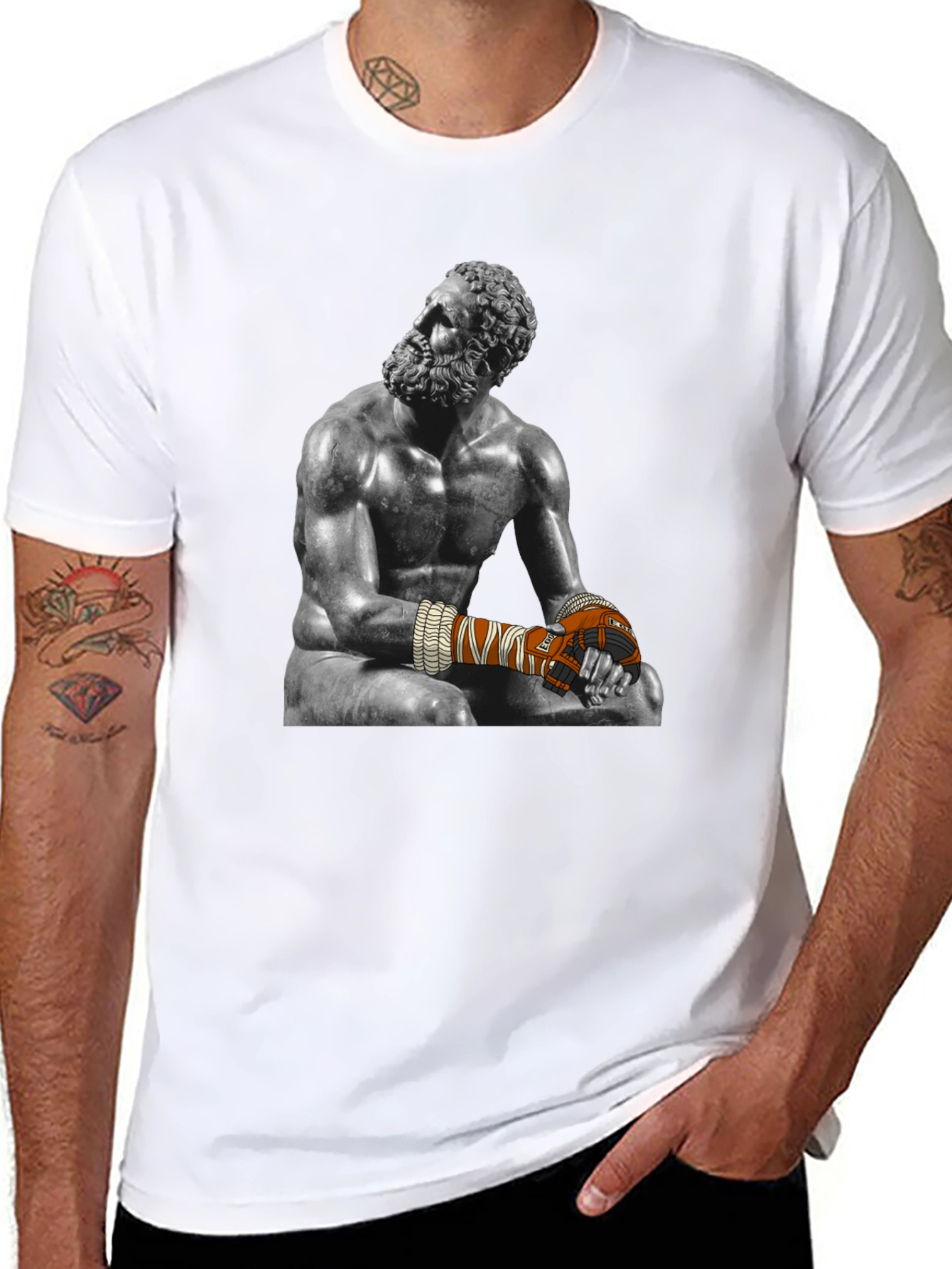 The Boxer Sculpture Graphic Tee - Black Cotton Blend