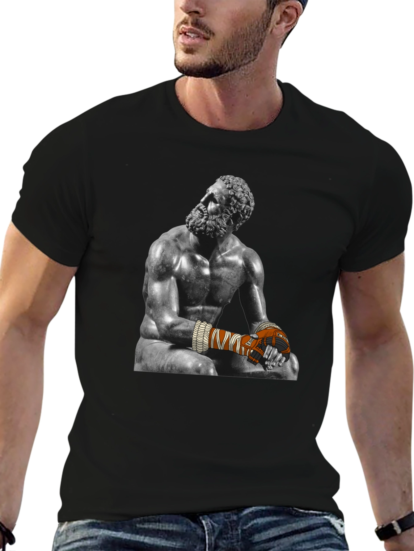 The Boxer Sculpture Graphic Tee - Black Cotton Blend
