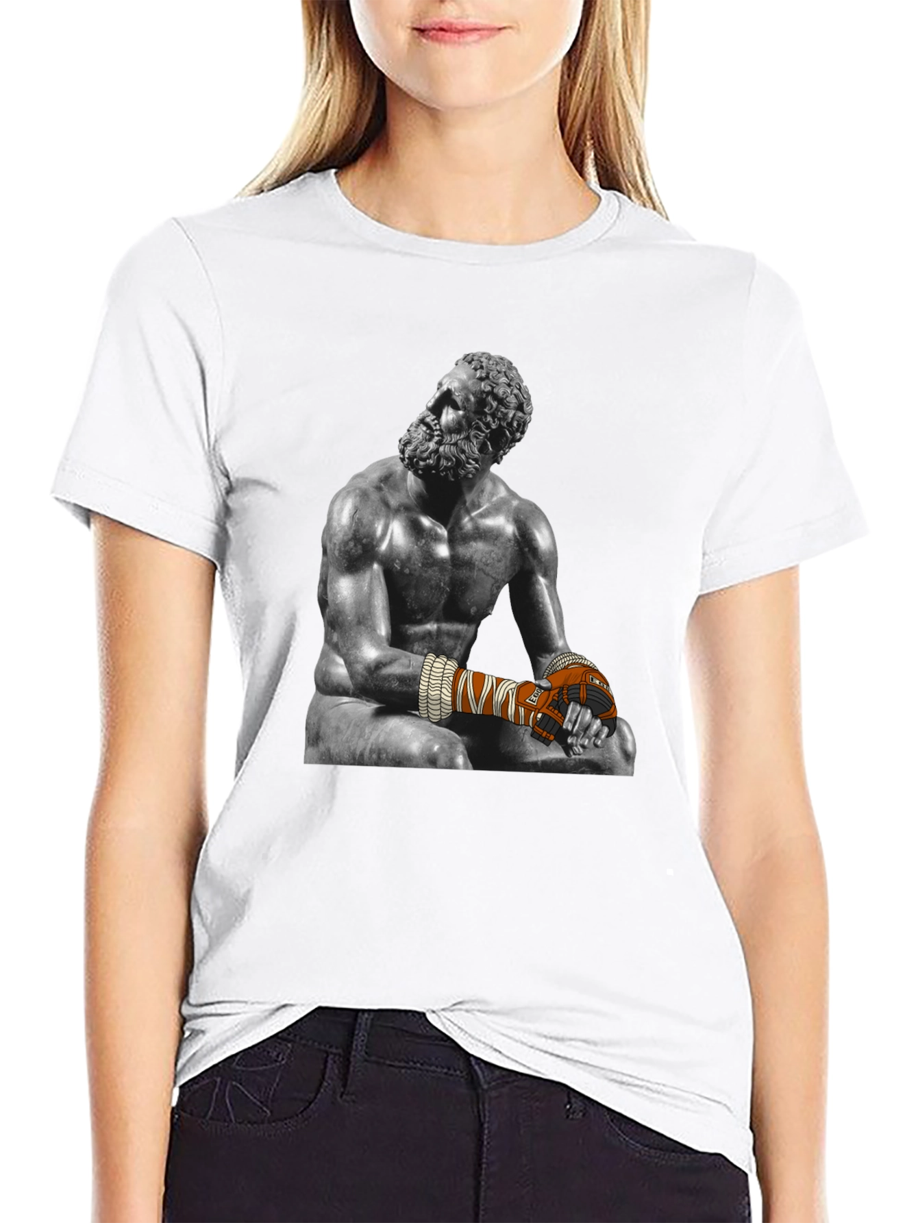 The Boxer Sculpture Graphic Tee - Black Cotton Blend